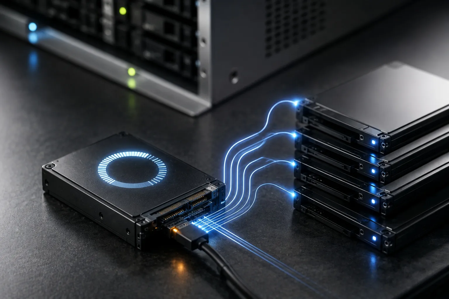 Illustration zum Thema Webseiten-Backup: ein Server mit Sicherungskopien auf mehreren Datenträgern, daneben eine Checkliste für den Notfall.