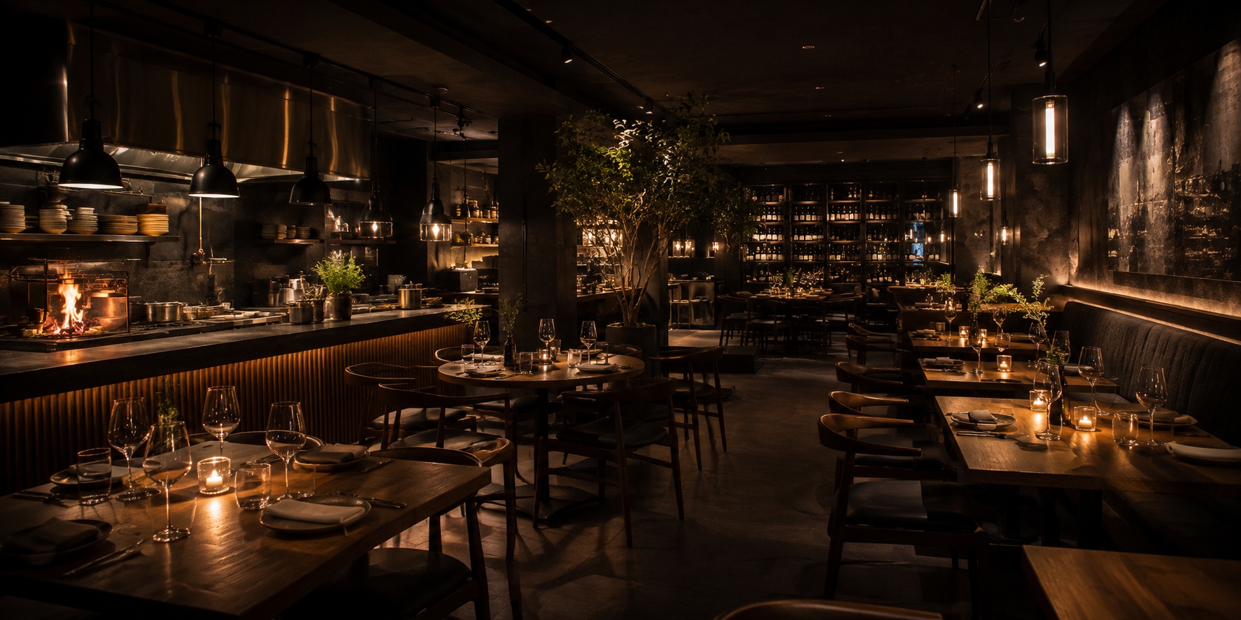 Restaurant-Interieur in der Totale